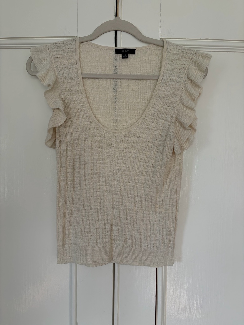 J. Crew Cream Ruffle Sleeve Knit Tank